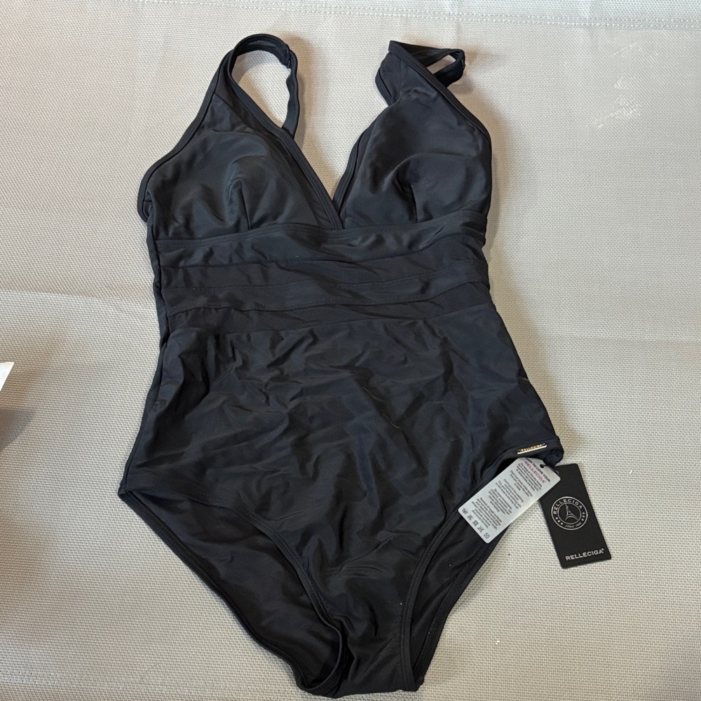 RELLECIGA Elegant Black One Piece Swimsuit
